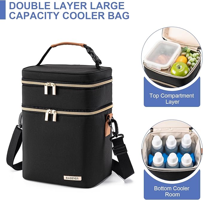 Breastmilk Cooler Bag with Ice Pack Fits 6 Baby Bottles Up to 9 Ounce