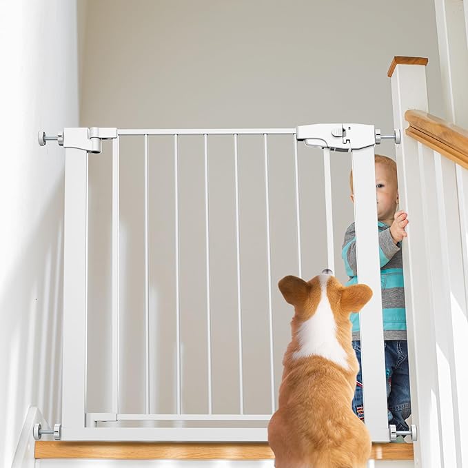 Easy Step Walk-Thru Baby Gate – Adjustable Safety Gate for Babies & Pets, Pressure Mount Kit, Includes Wall Cups & Extensions – 29 to 40.5W x 30.5H inches, CPC Certified