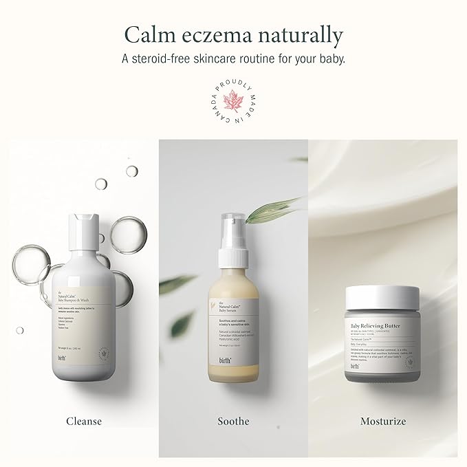 BIRTH SKINCARE Eczema Organic Baby Serum for Newborn and Infant, Redness Relief Moisturizer for Dry skin, Steroid Free 20z 59 ml Baby Ointment Body Serum for itchy Skin Relief, Made In Canada