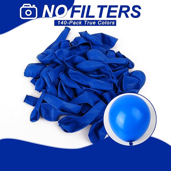 140pcs Dark Blue Round Balloons Different Sizes 18 12 10 5 Inch Latex Balloons for Arch Decoration Party Balloon Kit for Graduation Birthday Party Wedding Balloon Baby Shower Decoration