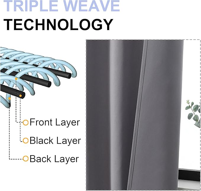 Simplebrand Ava Light Grey Blackout Curtains for Bedroom 96 Inches Long 2 Panels, Thermal Insulated, Energy Saving Living Room Window Treatment Curtains Blackout Drapes, W40 x L96 Inch, Light Grey