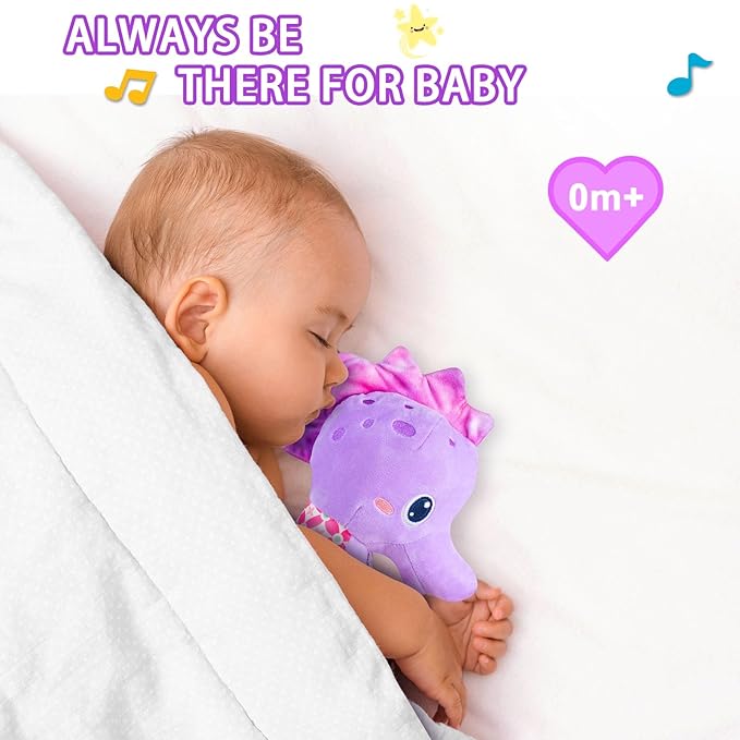 Fuzqq Baby Girl Toys 0-6 Months,Musical Stuffed Animal Plush Toy with Rattle,Soft Newborn Toy for 0 3 6 9 12 Months Girls,Baby Girl Gift,Purple