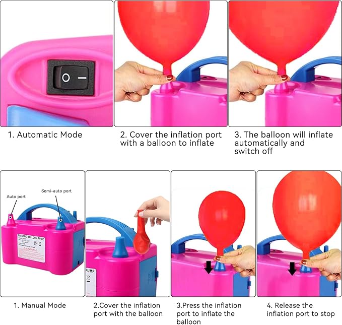 Balloon Pump 600W 110V Electric Balloon Pump Portable Electric Inflator Balloon Air Pump-2 Tying Tools Balloon Blower for Party Decoration