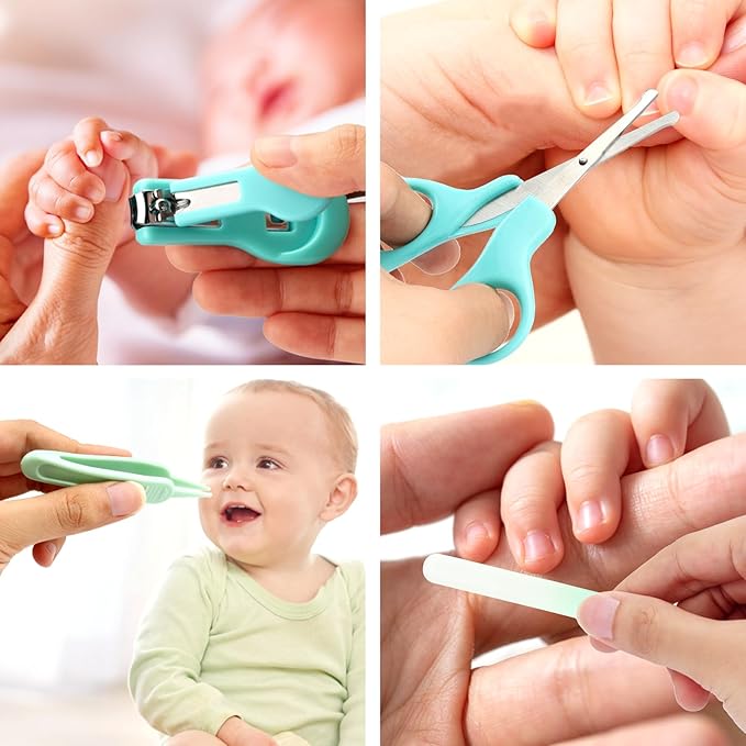 Goat Baby Hair Brush Set, Wooden Comb Massage Scalp Comb, Safe Natural Hair Care Kit, Soft Silicone Bath Brush for Newborns Toddlers (Brush Set+ Green Massager) (Brush Set+ 4)