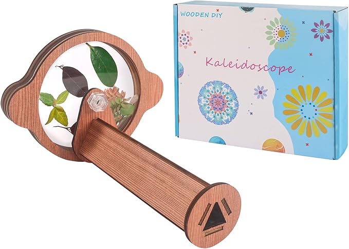 2PCS Natural DIY Kaleidoscope Kit, Outdoor Classic Handmade Education Toys, Magic Wooden Rotating Kaleidoscope Making Set, Best Gift for Nature Lovers (2 Pcs Planets)