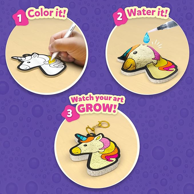 Skillmatics 3D Art Kit - Aqua Puffs Princesses & Unicorns, Mess-Free Paint by Number Craft for Kids, DIY Color & Inflate Activity, Travel & Creative Gift for Girls & Boys Ages 4, 5, 6, 7, 8, 9, 10