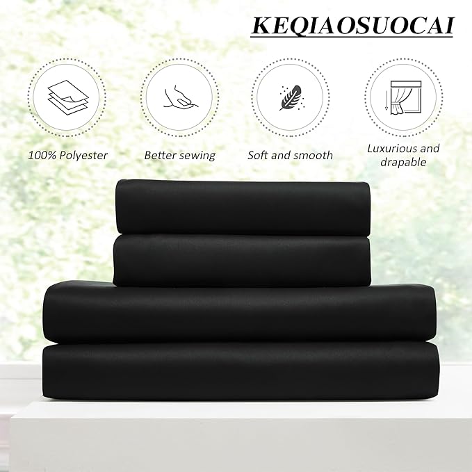 KEQIAOSUOCAI Short Pinch Pleated Blackout Curtains 54 Inch Long 2 Panels for Bedroom Thermal Insulated Black Out Window Curtain Pinched Pleat Drape with Hooks (W40 x L54 Inch, Black)