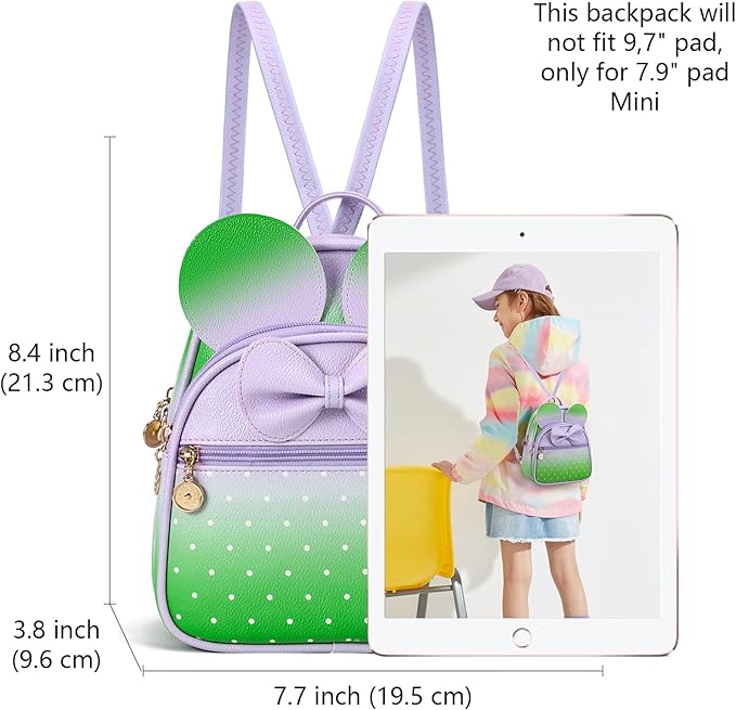 KL928 Girls Bowknot Polka Dot Cute Mini Backpack Small Daypacks Convertible Shoulder Bag Purse for Women