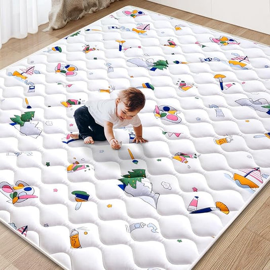 Baby Play Mat - 79" X 63",Premium Thicker Foam One-Piece Crawling Mat, Machine Washable, Extra Large Anti-Slip Activity Playmat for Babies, Toddlers & Infants