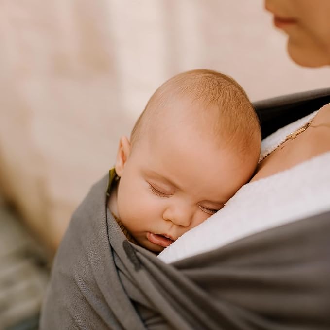Boba Baby Wrap Carrier – Original Baby Sling Carrier for Newborns (7–35 lbs), Soft, Secure, Hands-Free & Ergonomic, Ideal for Comfortable Bonding, New Parents (Organic Dark Grey)