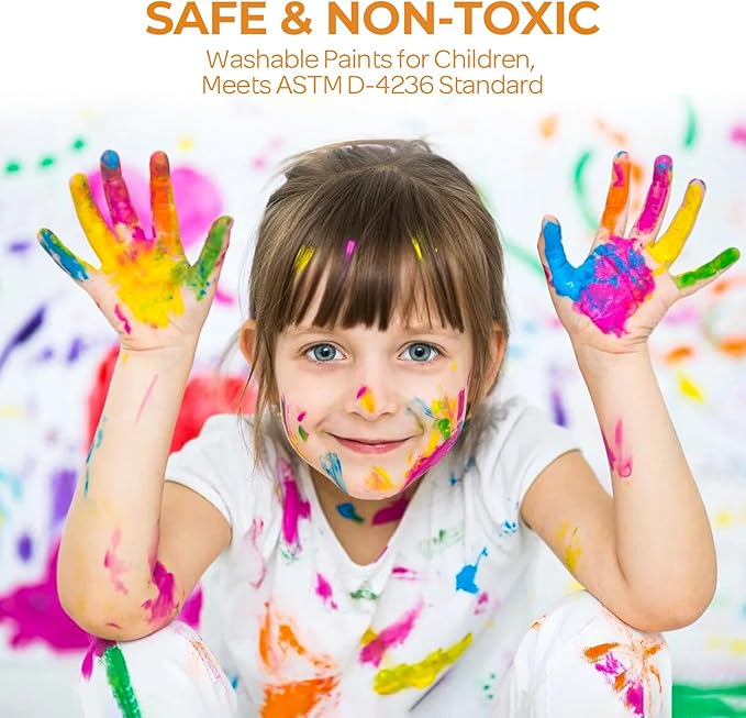 Nicpro 12 Colors Large Washable Paint Set for Kid (16.9oz,500 ml), Acrylic Bulk Paint Supplies Non Toxic Children Tempera Paint for Art, Craft DIY, Poster & Finger Paint, School, Home,Classroom, Party