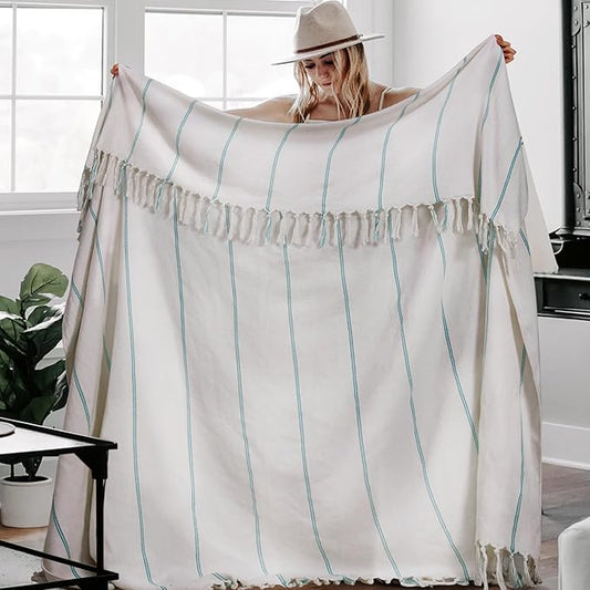 Large Cotton Turkish Throw Blanket Lightweight Breathable Home Decoration Women Birthday Gifts Ideal for Mom Grandma Wife Sister Girlfriend Her Boss Coworker Retirement New Home Hoursewarming