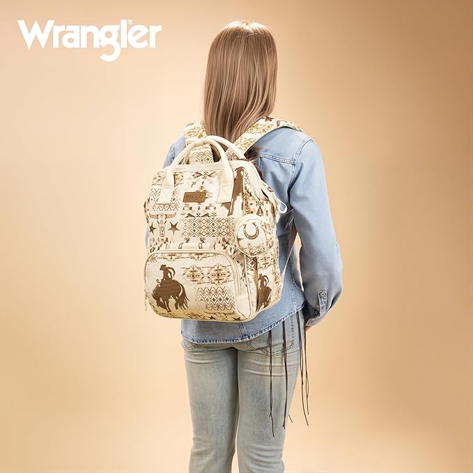 Wrangler Diaper Bag Backpacks Western Backpack Purses Multi-function Baby Bags for Mom with Waterproof Changing Pad & Pacifier Case