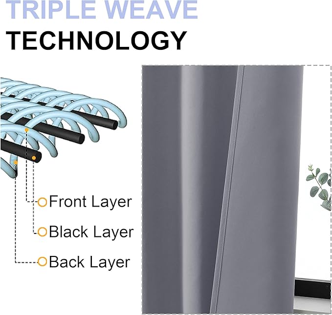 Simplebrand Ava Silver Grey Short Blackout Curtains for Bedroom 45 Inches Long 2 Panels, Solid Thermal Insulated, Energy Saving Window Treatment Curtains Blackout Drapes, W40 x L45 Inch, Silver Grey