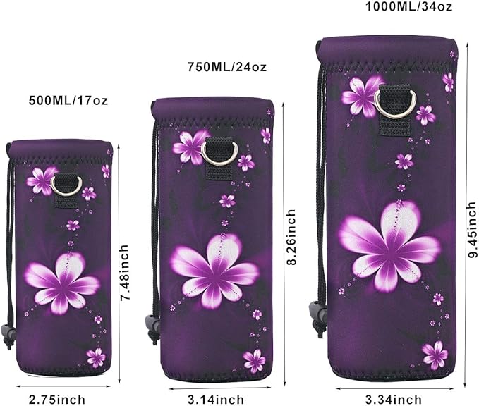RICHEN Neoprene Water Bottle Carrier Bag with Adjustable Shoulder Strap,Insulated Water Bottle Cover for Stainless Steel/Glass/Plastic Bottles