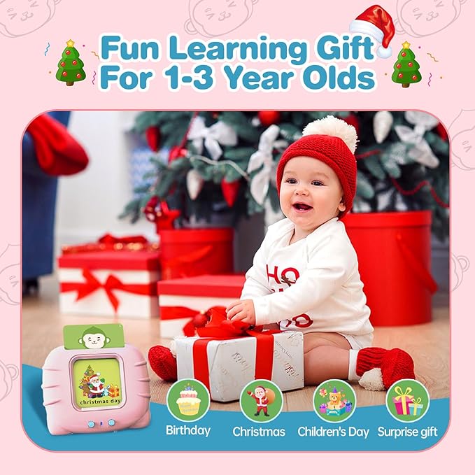 Toddler Girl Toys Talking Flash Cards, 296 Sight Words Speech Therapy Autism Learning, Montessori Educational Toys 1 2 3 4 5 Years, Gifts for Girls with Clear Sound & Thick Cards