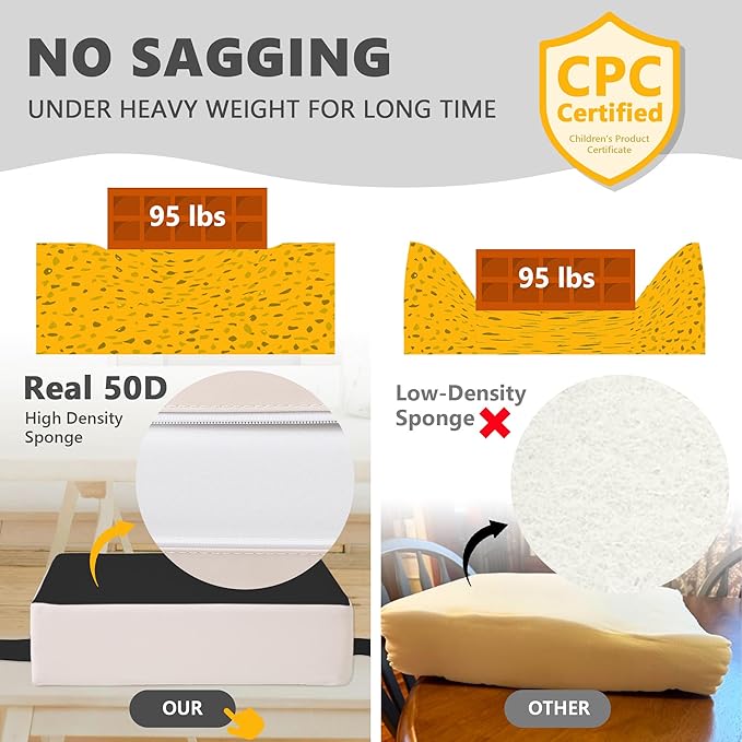 Booster Seat for Kitchen Chair with Adjustable Straps, Toddler Booster Seats for Dining Table Portable for Travel Camping Eating, Booster Cushion for Table for Baby Child Infant Kid Boy Girl