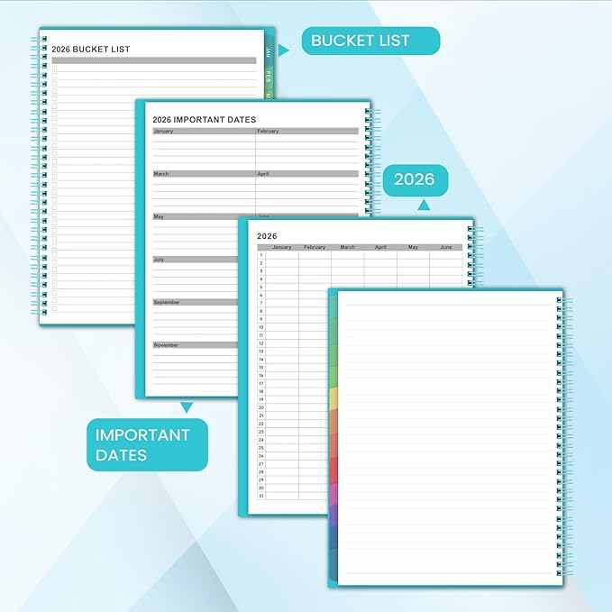 2026 Monthly Planner/Calendar - 2026 Planner, JAN 2026-DEC 2026, 12-Month Planner with Colorful Tabs, 2026 Calendar Planner for Daily Organizing - Waterproof Cover (8" x10", Monthly Pages & Notes, Blue)