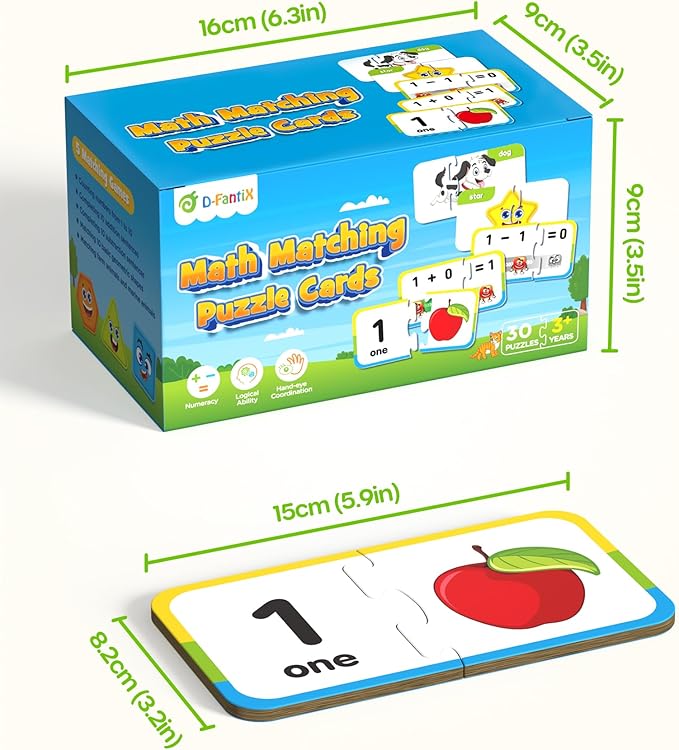 D-FantiX 30 Self-Correcting Number Puzzles, Double-Sided Addition and Subtraction Games, Kindergarten Math Games for Kids, Montessori Math Puzzles Educational Toys Preschool Learning Activities