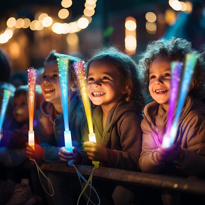 100 PCS Glow Fiber Wands Sticks,LED Light Wands,Glow in The Dark Party Supplies,Fiber Optic Wands,LED Flashing Sticks,Fiber Optic Light Wand Stick for Party,Wedding,New Year Party Favors