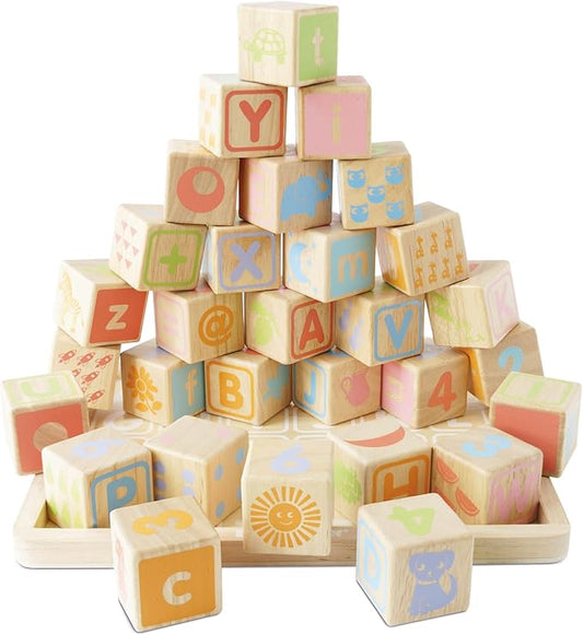 Le Toy Van - Petilou Wooden Educational ABC Wooden Blocks | Educational Wood Toys for Toddlers and Babies | Suitable for A Boy Or Girl 1 Year Old +