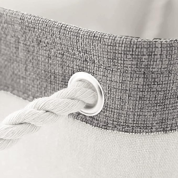 Storage Bins - Storage Baskets for Shelves Storage Cubes with Handles Small Baskets for Organizing (Gray and White 11.8 x 7.9 x 5.2 inch)