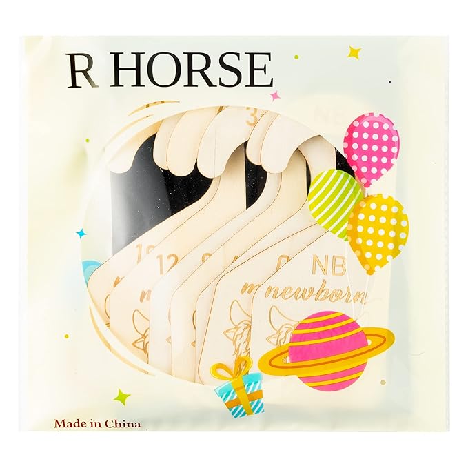 R HORSE 8Pcs Highland Cow Baby Closet Dividers, Double Sided Baby Closet Organizers Nursery Hanger Dividers Wood Size Dividers for Boy Girl Birthday Christmas Gift (0-24 Months)