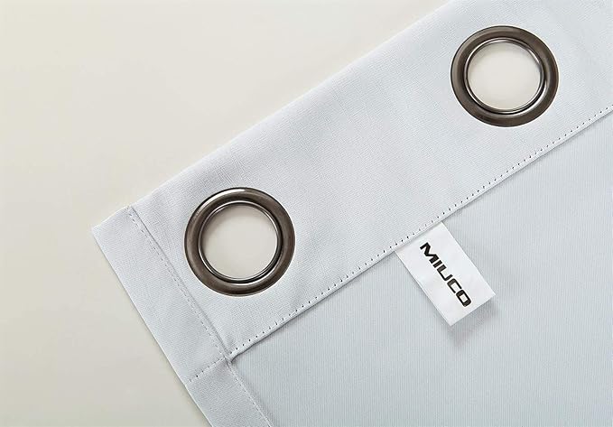 MIUCO Room Darkening Curtains Textured Grommet Thermal Insulated Blackout Curtains for Bedroom Set of 2 52x95 Inch Greyish White