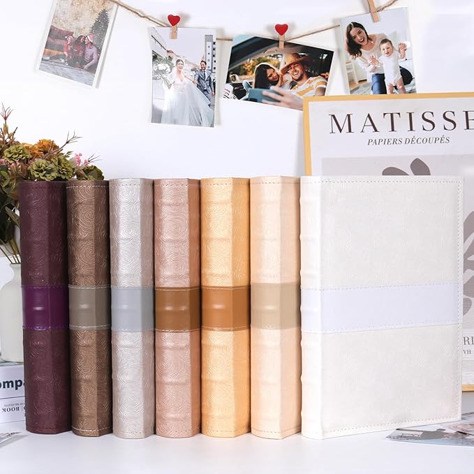 RECUTMS Photo Album with Writing Space 4x6 300 Pockets Photo Book,Leather Cover Picture Album with Memo Areas for Wedding Anniversary Family Baby Couple Valentines Graduation Travel (Purple)