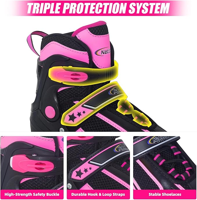 Nattork Blade Roller Skates for Boys with Light Up Wheel, Outdoor & Indoor Illuminating Black Inline Skates for Boys Little Kids Toddler Ages 5-8 4 5 6, Beginners