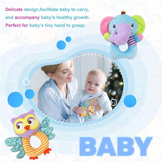 BLOOBLOOMAX Sock rattles for Babies 0-24 Months Baby Animal Foot Finder Educational Toys