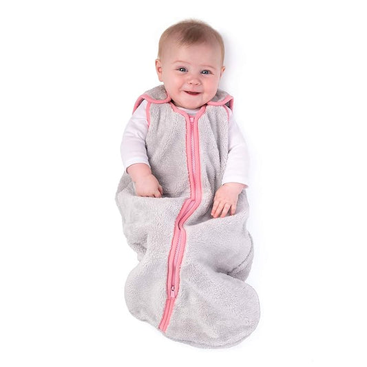 baby deedee Sleep Nest Teddy Baby Sleeping Bag, Gray Bubble Gum, Large (18-36 Month)