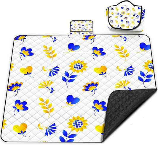 Poedist Extra Large Picnic Blanket Waterproof,80"x 80"Foldable Machine Washable Beach Blanket,Outdoor Blanket for 6-8 Adults,Suitable for Indoor Crawling,Park Beach,Camping,Hiking,Family Travel(Mini