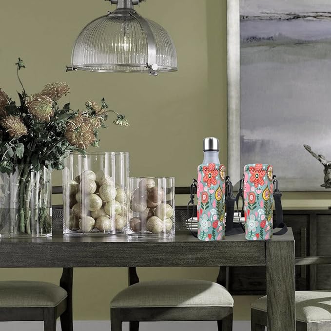 Neoprene Water Bottle Carrier Bag with Adjustable Shoulder Strap for Men Women Walking Hiking,Portable Insulated Holder Case for Stainless Steel/Glass/Plastic Bottles