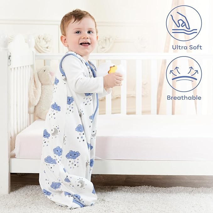Yoofoss Baby Sleep Sack 12-18 Months Baby Wearable Blanket 100% Organic Cotton 2-Way Zipper TOG 0.5 Toddler Sleeping Sack 3 Pack, Lightweight Sleep Sacks for Babies