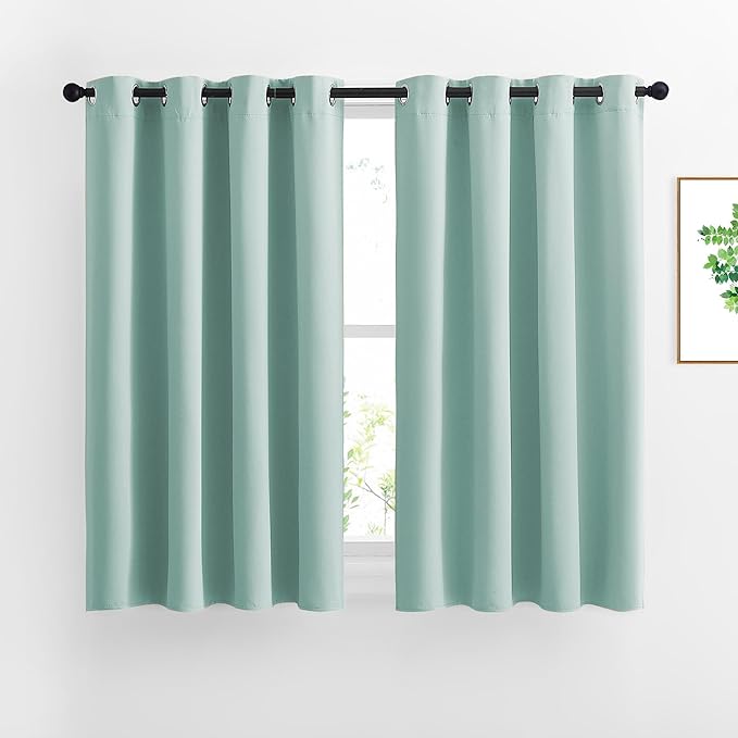 NICETOWN Aqua Blue Room Darkening Curtain Panels - Window Treatment Thermal Insulated Grommet Room Darkening Curtains/Drapes for Bedroom (2 Panels, 52 by 54, Aqua)