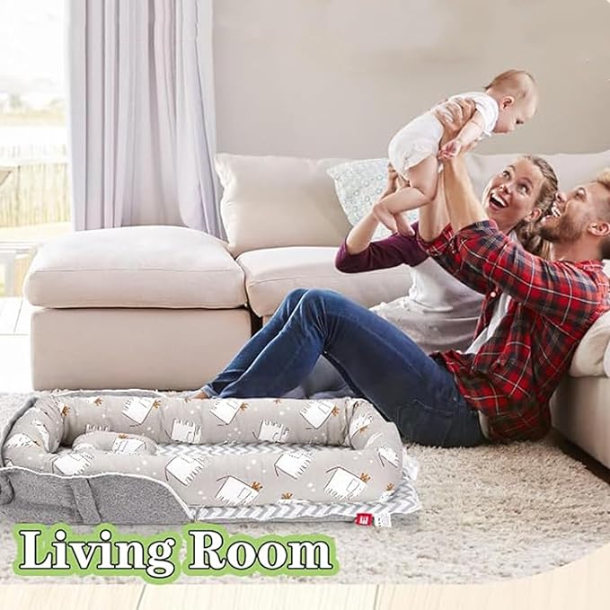 Baby Lounger for Newborn Portable Bag,Baby Lounger Play Mat for Awake-Time,Newborn Babies Essentials Gifts 0-24 Months Home Travel(Elephant Grey)