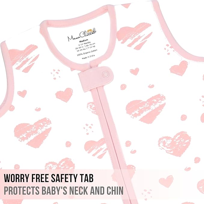 Mama Cheetah Baby Sleep Sack 0.5 TOG, Organic Cotton Baby Wearable Blanket with Two-Way Zipper, Swaddle Transition Baby Sleeping Bag for Newborn Infant Toddler Boy Girl, 6-12 Months