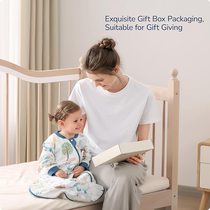 Baby Sleep Sack 6-12 Months, Cotton Detachable Long Sleeve Sleep Sack, 1.0 Tog Toddler Sleeping Sack with Temperature Strips, 2-Way Zipper Wearable Blankets for Newborns, Dinosaur