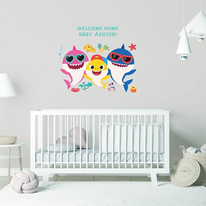 RoomMates RMK5112GM Baby Shark Peel and Stick Giant Wall Decals with Alphabet