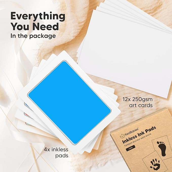 4-Pack Inkless Baby Hand and Footprint Kit - Mess Free Ink Pad for Newborn Keepsake, Dog Nose & Paw Print Kit, Clean Touch Ink Pad for Baby Hand & Footprints, Ideal New Mom Gifts (Popsicle, L)