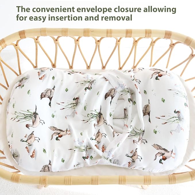LifeTree Muslin Baby Lounger Cover, Newborn Slipcover Lounger Cover for Boys Girls Infant, Soft 70% Viscose from Bamboo and 30% Cotton, 1 Pack Cover Only, MallardDuck Pattern