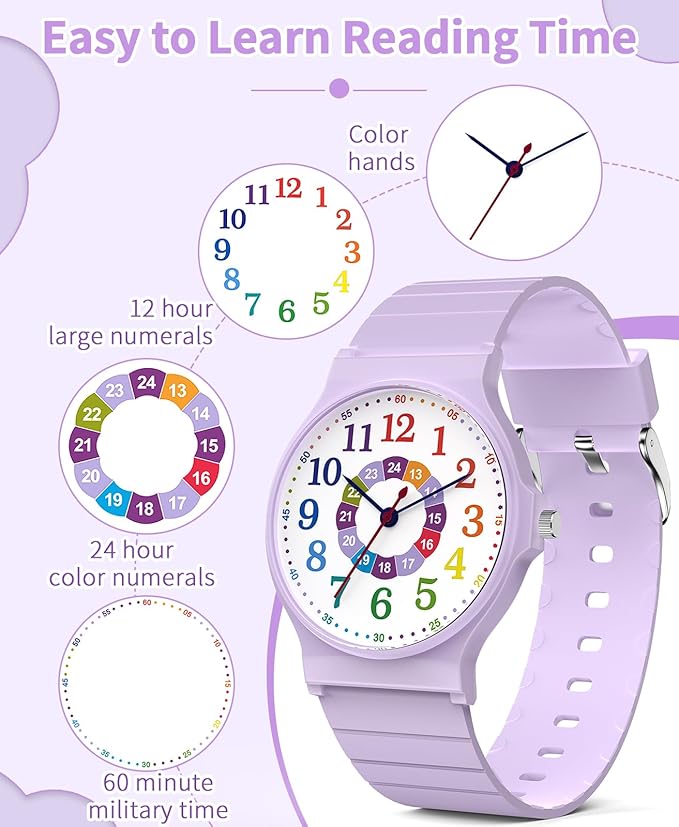 Kids Analog Watch Boys Girls, 30M Waterproof, Sports Watch for Boys, Easy to Read Children's Thin Dial Wrist Watches with Soft Band, for Ages 5-15 Kids Great Birthday Gifts Christmas Day