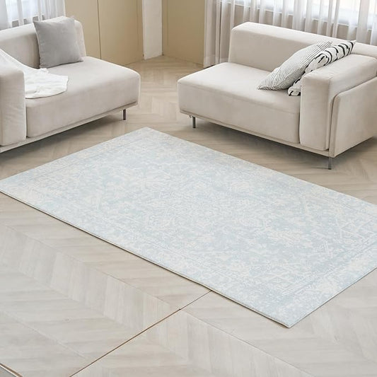 Baby Care Soft Rug (Prestige, Ikat - Inca Blue) 98'' x 59'' Original One-Piece Reversible Rollable Waterproof Play Mat for Infants, Babies, Toddler, and Kids