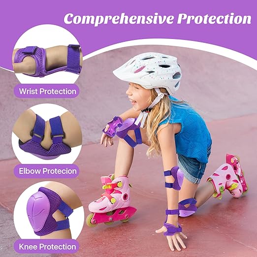 Knee Pads for Kids Knee Pads and Elbow Pads Toddler Protective Gear Set Kids Elbow Pads and Knee Pads for Girls Boys with Wrist Guards 3 in 1 for Skating Cycling Bike Rollerblading Scooter [Upgraded]