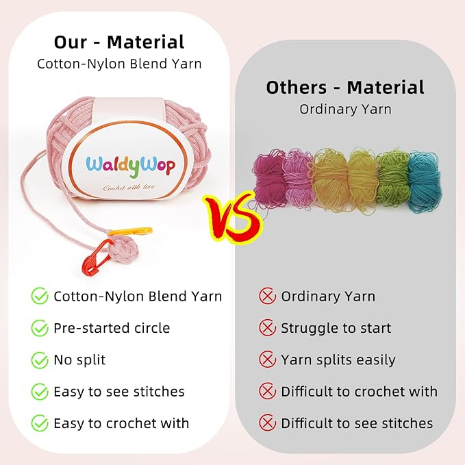 WaldyWop Crochet Kit for Beginners Kids, Wobbles Crochet Animal Kit, Complete Starter Knitting Set w/Step-by-Step Video Tutorials, Easy Yarn (Extra 40%), Hook - DIY Craft Kits, Gifts for Girls Teen