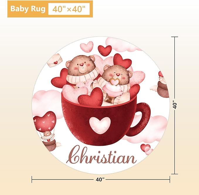 Custom Crib Bedding Set, 5 Pcs Personalized Name Nursery Bedding Set with Double Layer Flannel Blanket, Heart & Bear Baby Crib Set for Girls Boys, Customized Gifts for Infants Babies Toddlers