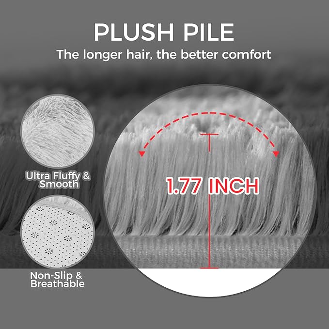 Ultra Soft Rug for Living Room, 8X10 Tie-Dyed Light Grey Fluffy Shag Area Rug for Bedroom, Modern Shaggy Carpets Fuzzy Rug for Teens Dorm Nursery Home Decor Aesthetic, Upgrade Anti-Skid Durable