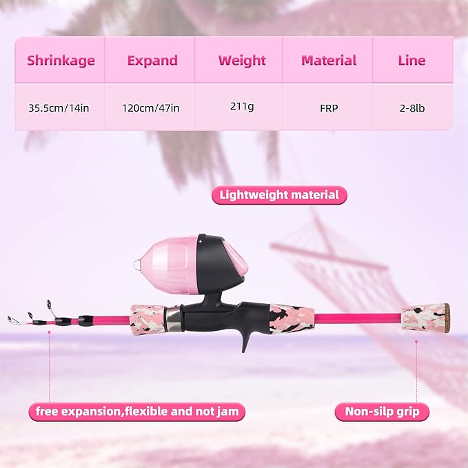 Kids Fishing Pole Kit Set，Portable Telescopic Fishing Rod and Reel Combo Full Kits for Boys, Girls, Beginner, Youth