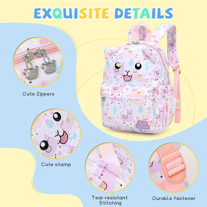 SUN EIGHT Toddler Backpack for Boys & Girls - Lightweight Kids Backpack for Preschool,Kindergarten & Travel,Cute Animal Design,Durable Small School Bag for Daycare (Ages 2-5)